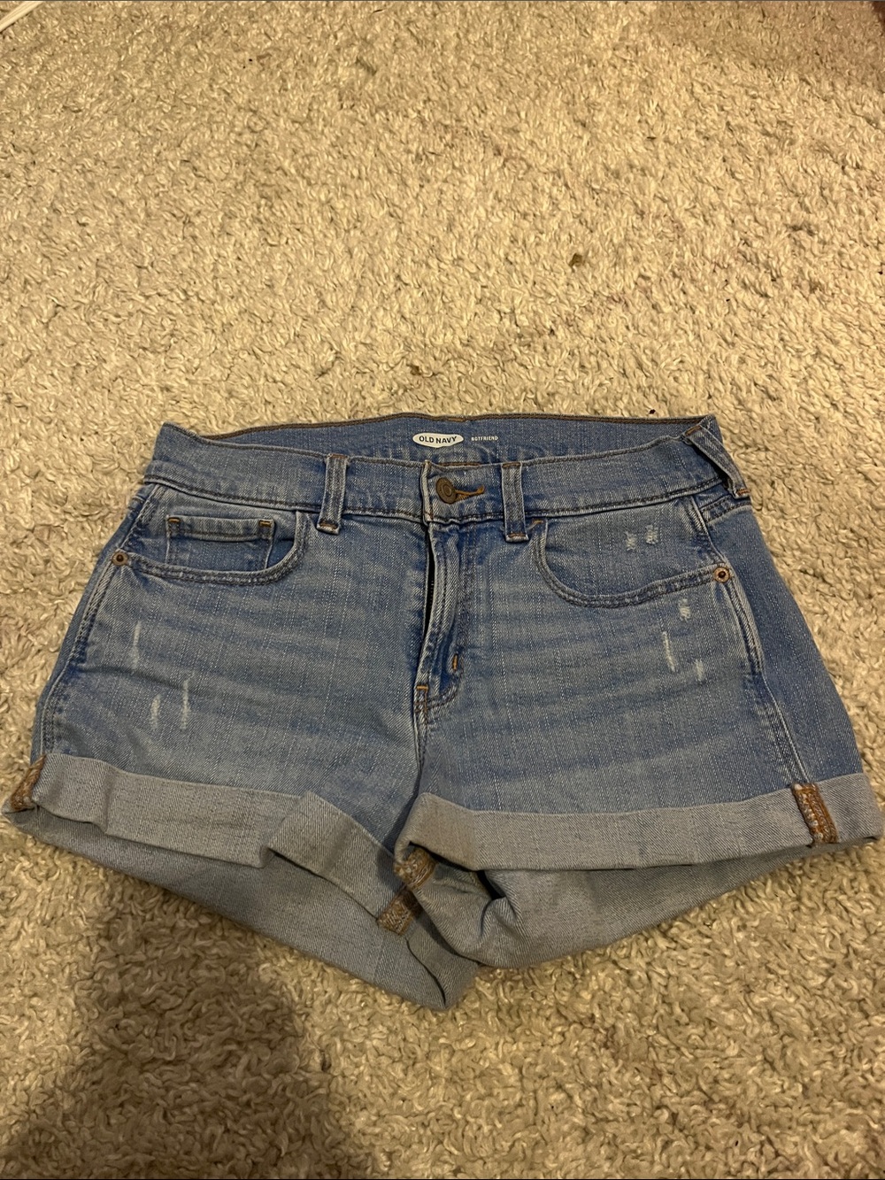 Old Navy Medium Rise Blue Denim Rolled-Hem Women's Shorts